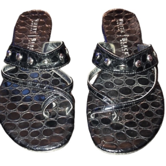 White House Black Market Shoes - White House Black Market WHBM black 9.5 embossed patent leather studded detail